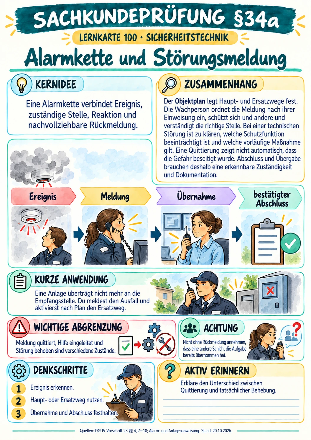 Lernkarte 105   Alarmkette und Störungsmeldung